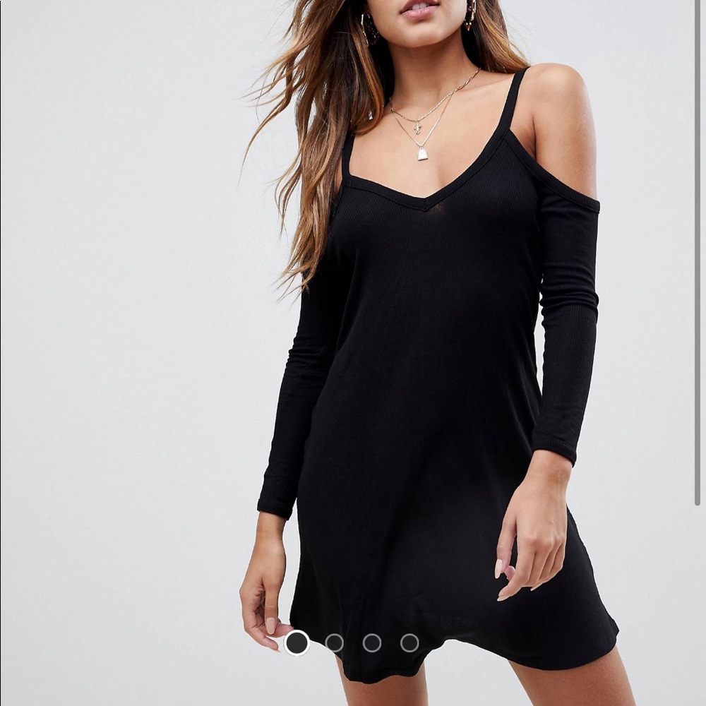 ASOS size 6 cold shoulder mini dress black